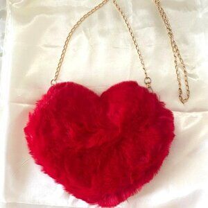 Lovecore Red Heart-Shaped Faux Fur Bag - NWOT